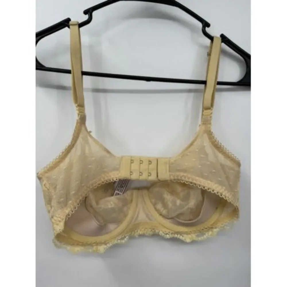 Victoria's Secret 32DD Dream Angels Demi Bra‎ Women Yellow Floral Lace Unlined